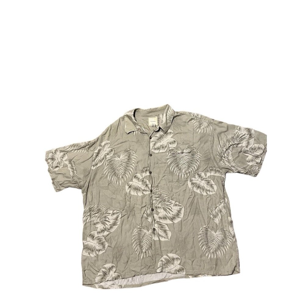 Saddlebred Men’s Floral Leaves Hawaiian Green Short Sleeves Shirt XXL